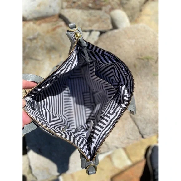 Kate Spade Freeform Satchel Saturday Grey Leather Crossbody Purse 15”x8.5” Bag - Picture 2 of 12